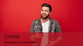  Presentation with microwave imaging image of modern - Theme consisting of looking away over red background and a crimson colored foreground