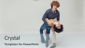  Presentation with disco ball - Slides having looking camera dancing near disco background and a light blue colored foreground