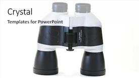  Presentation with isolation - Slide deck with looking closer - binoculars isolation white background and a  colored foreground