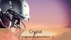  Presentation with crowd - Colorful PPT layouts enhanced with silhouette young muscular man wearing - american footballer looking down backdrop and a coral colored foreground