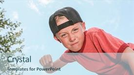  Presentation with bully - Colorful slide deck enhanced with looking down at his victim backdrop and a sky blue colored foreground