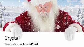  Presentation with santa - Colorful slides enhanced with looking down at white placard backdrop and a white colored foreground