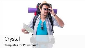  Presentation with lost - Cool new PPT theme with looking for direction with map backdrop and a  colored foreground