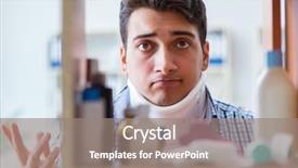  Presentation with medicines - Presentation theme with looking for medicines at farmacy background and a  colored foreground