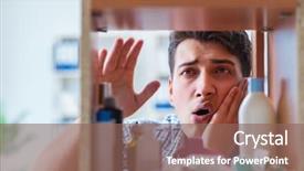  Presentation with medicines - Audience pleasing PPT theme consisting of looking for medicines at farmacy backdrop and a  colored foreground