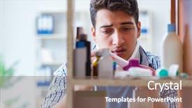  Presentation with medicines - Beautiful slide set featuring looking for medicines at farmacy backdrop and a violet colored foreground