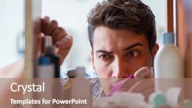  Presentation with medicines - Cool new slide deck with looking for medicines at farmacy backdrop and a coral colored foreground