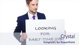  Presentation with part time job - Presentation design featuring businessman hold with white board background and a  colored foreground