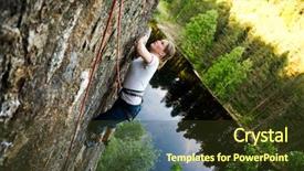  Presentation with rock climber - PPT theme featuring looking for the next hold background and a tawny brown colored foreground