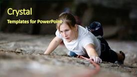  Presentation with rock climber - Presentation theme featuring looking for the next hold background and a wine colored foreground