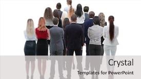  Presentation with group - Theme enhanced with looking forward - back view group of business background and a light gray colored foreground