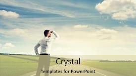  Presentation with forward - PPT theme with looking forward - back view of businessman background and a blonde colored foreground