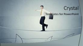  Presentation with shark fin - Slide set consisting of looking forward - brave businessman walking on tightrope background and a light gray colored foreground
