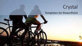  Presentation with rock - Cool new presentation with looking forward - couple of bicyclists backdrop and a light blue colored foreground