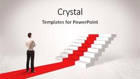  Presentation with red carpet - Audience pleasing PPT layouts consisting of looking forward - successful businessman with briefcase standing backdrop and a sky blue colored foreground