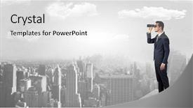  Presentation with reflection looking back to go forward - Beautiful presentation featuring looking forward to a city backdrop and a  colored foreground