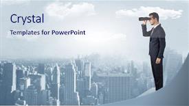  Presentation with forward - Audience pleasing presentation design consisting of looking forward to a city backdrop and a  colored foreground