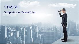  Presentation with skyscraper - Beautiful theme featuring looking forward to a city backdrop and a  colored foreground