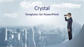  Presentation with reflection looking back to go forward - Colorful slide set enhanced with looking forward to a city backdrop and a sky blue colored foreground