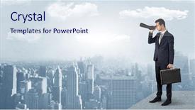  Presentation with forward - Colorful PPT theme enhanced with looking forward to a city backdrop and a sky blue colored foreground