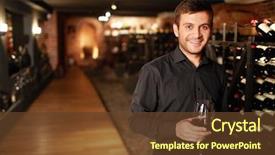  Presentation with cellar - PPT theme consisting of man in the wine cellar background and a tawny brown colored foreground