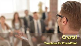  Presentation with rear view of bodyguard - PPT theme featuring looking in the conference room background and a tawny brown colored foreground