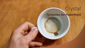  Presentation with coffee cup - Colorful slide deck enhanced with looking-inside-an-empty-coffee backdrop and a gold colored foreground