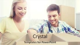  Presentation with real estate - Presentation design consisting of looking into big cardboard box background and a  colored foreground