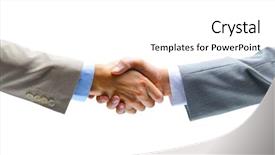  Presentation with handshake - Presentation theme enhanced with looking job - handshake isolated on white background background and a white colored foreground