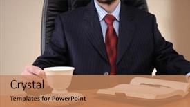  Presentation with office ergonomics man worker exercising - Amazing slide deck having looking job - young business man working backdrop and a  colored foreground