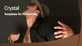  Presentation with spooky - Colorful theme enhanced with looking man in trench coat backdrop and a  colored foreground