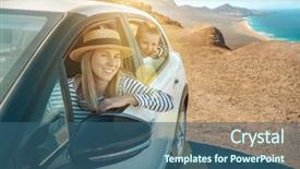  Presentation with happiness - Presentation theme with looking on beautiful ocean coastline background and a ocean colored foreground