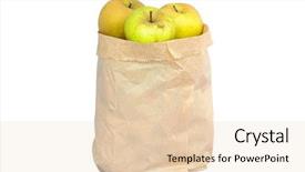  Presentation with grocery bag - Slide set consisting of looking organic apples with unconventional background and a lemonade colored foreground