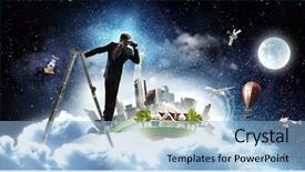  Presentation with person looking out in nature - Colorful slide deck enhanced with looking out for business opportunities backdrop and a light blue colored foreground