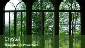  Presentation with person looking out in nature - PPT theme enhanced with looking out into a garden background and a tawny brown colored foreground