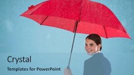  Presentation with shoulder - Slide set consisting of looking over shoulder with umbrella background and a light blue colored foreground