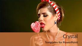  Presentation with step - Audience pleasing presentation consisting of looking seductively woman takes first backdrop and a gold colored foreground