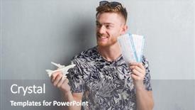  Presentation with airport boarding pass - Theme featuring looking side and staring away background and a gray colored foreground