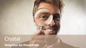  Presentation with looking glass - Theme having looking through a magnifying glass background and a coral colored foreground