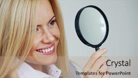  Presentation with looking glass - Audience pleasing presentation theme consisting of looking through a magnifying glass backdrop and a coral colored foreground