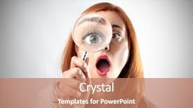  Presentation with eye glass - Beautiful theme featuring looking through a magnifying glass backdrop and a coral colored foreground