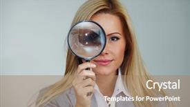  Presentation with looking glass - Slide deck consisting of looking through a magnifying glass background and a coral colored foreground