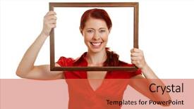  Presentation with empty - Colorful theme enhanced with looking through an empty frame backdrop and a red colored foreground