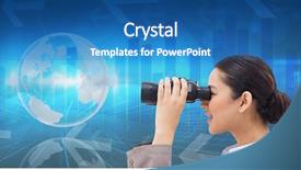  Presentation with blue global - PPT layouts featuring looking through binoculars against global background and a teal colored foreground