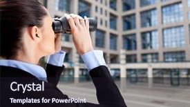  Presentation with competition - PPT theme having looking through binoculars in competition background and a wine colored foreground