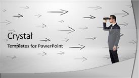  Presentation with arrows - Colorful presentation design enhanced with looking through binoculars with drawn backdrop and a light gray colored foreground
