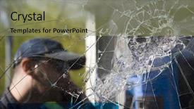  Presentation with telephone - Theme with looking through broken window telephone background and a coral colored foreground