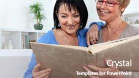  Presentation with family photo - Audience pleasing presentation consisting of looking through family photo album backdrop and a violet colored foreground