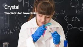  Presentation with chemistry - Audience pleasing presentation theme consisting of looking through magnifier on reagents backdrop and a dark gray colored foreground