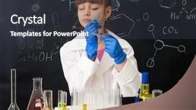  Presentation with white - Theme featuring looking through magnifier on reagents background and a dark gray colored foreground